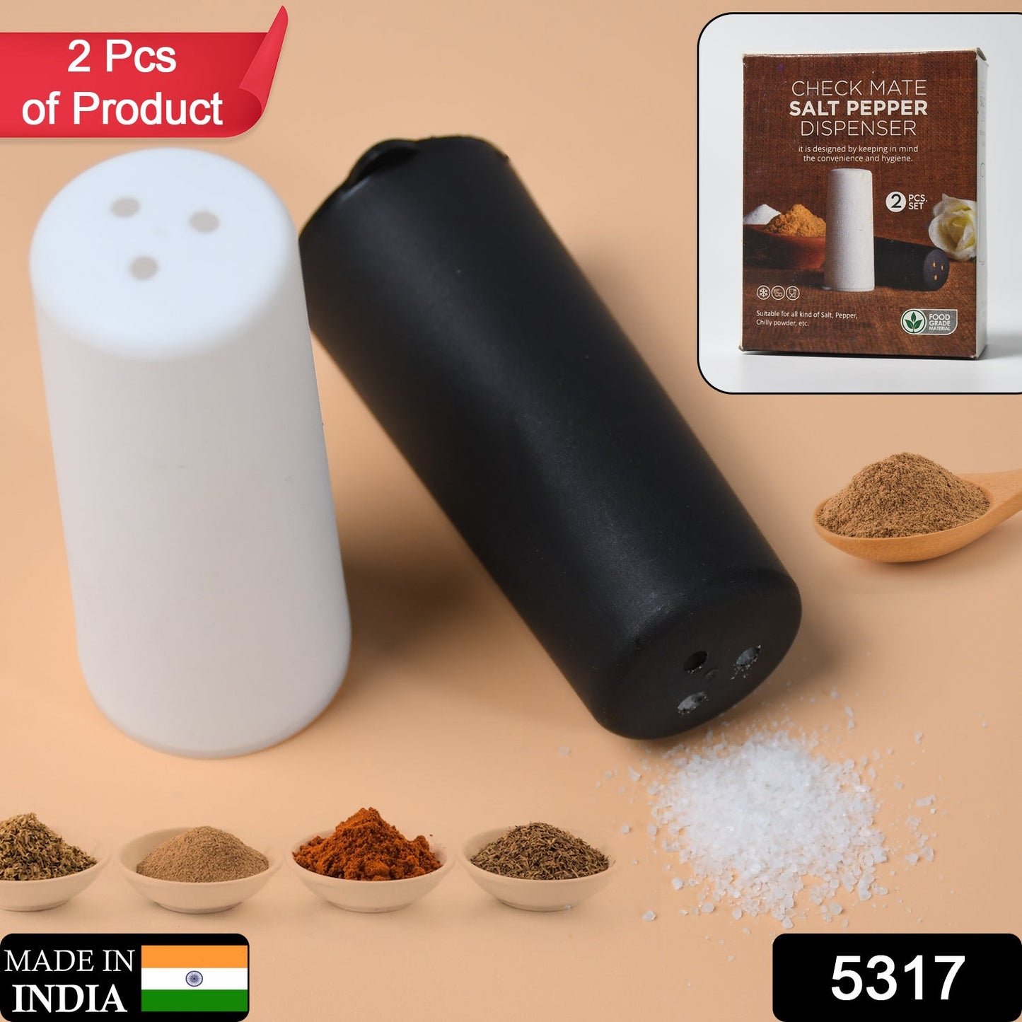 5317 Salt Pepper Dispenser Dining Table Spice Storing Use & New Look Dispenser For Home & Hotel Use