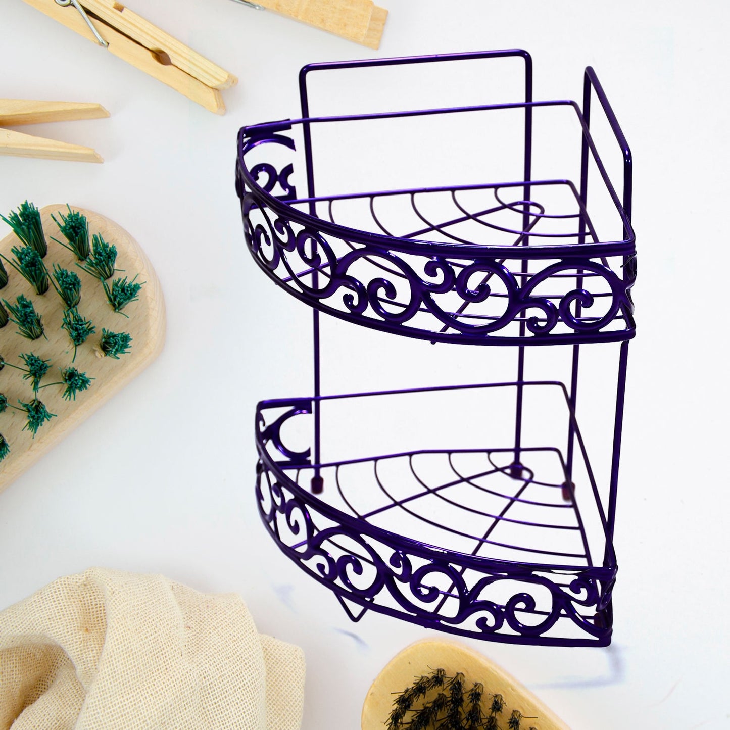 5164 Steel Corner Rack High Quality 32cm Rack For Home & Bathroom Use