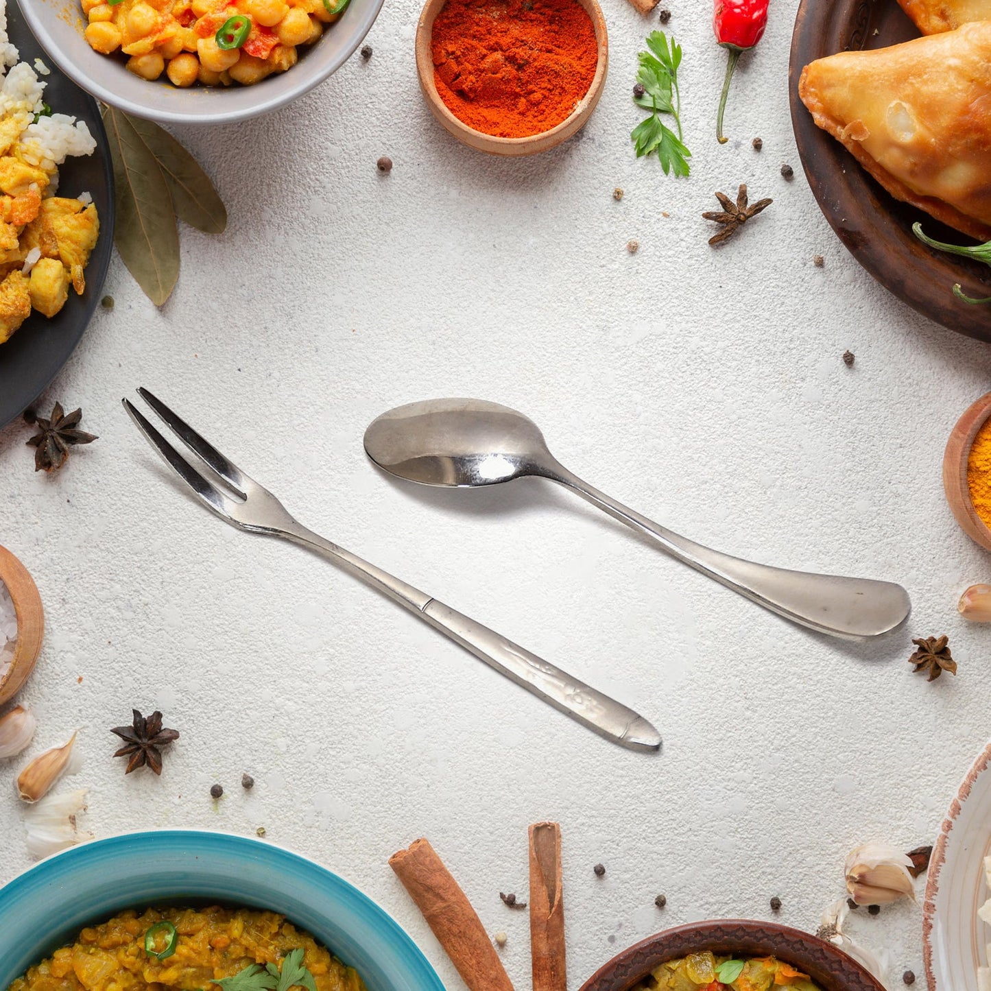 7071 Stainless Steel Table Spoon & Fork With Attractive Cover ( 1 pcs )