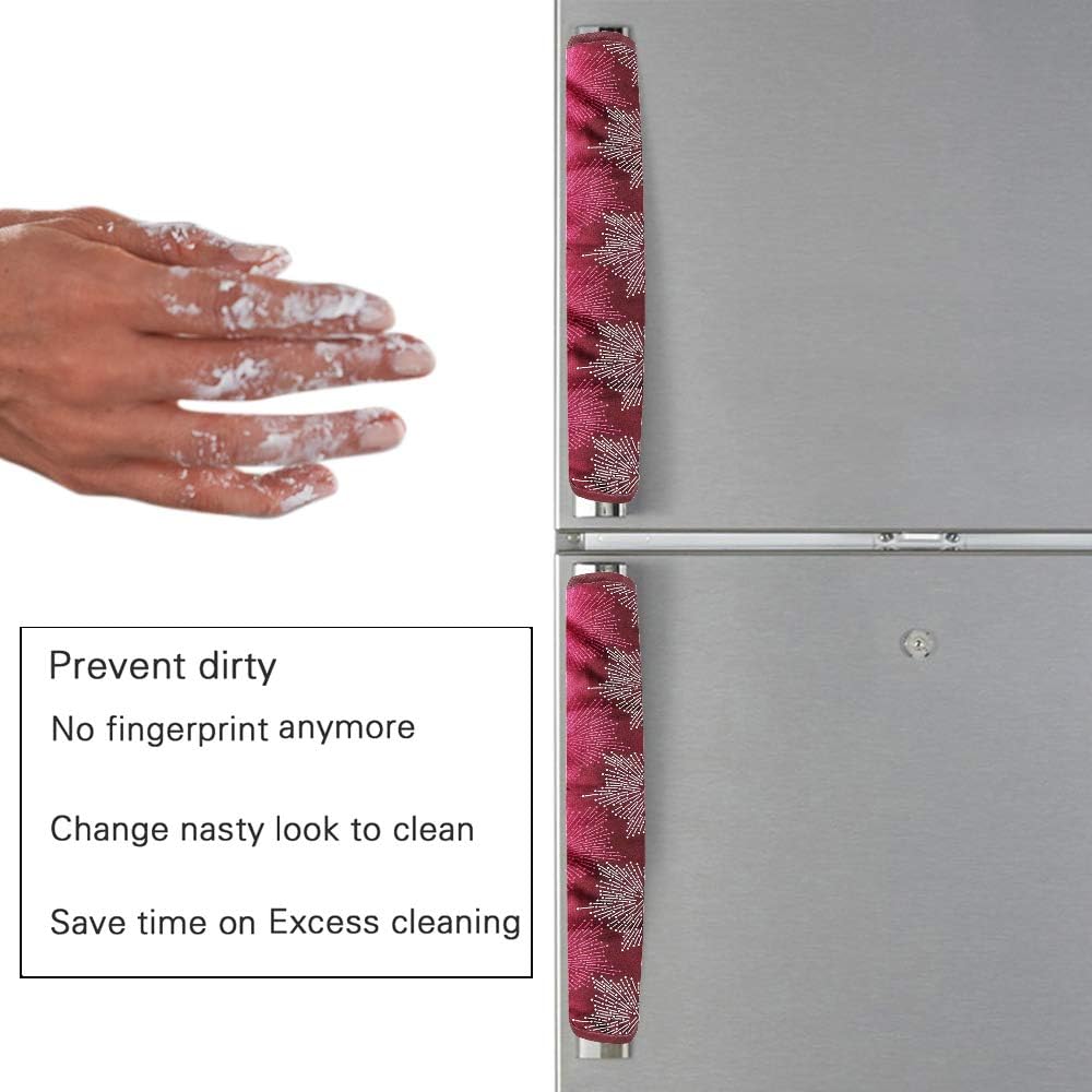 4928 Fridge Cover Handle Cover Polyester High Material Cover For All Fridge Handle Use ( Set Of 2 Pcs ) Multi Design