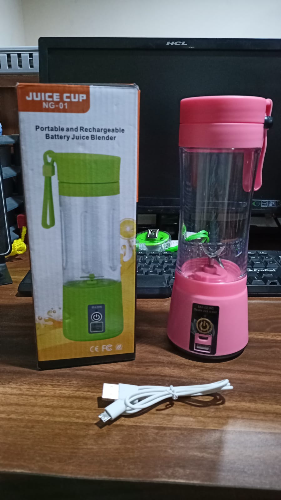 0121 Portable 6 Blade Juicer Cup USB Rechargeable Vegetables Fruit Juice Maker Juice Extractor Blender Mixer With Power Bank