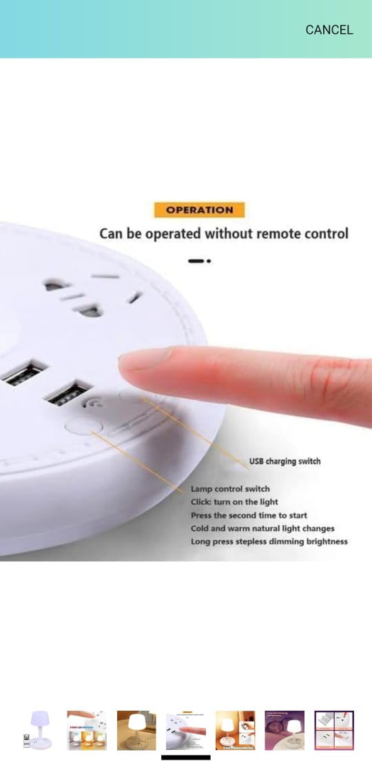 MORADIYA FRESH (LABEL) 7 in 1 Bedside Table USB Plug in Small Table Lamp with Phone Holder, Extension Outlet Portsm Mobile Chargers, Creative Desktop USB Socket Eye Protection Desk Lamp 60% off