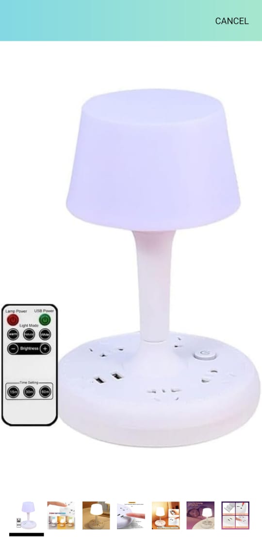 MORADIYA FRESH (LABEL) 7 in 1 Bedside Table USB Plug in Small Table Lamp with Phone Holder, Extension Outlet Portsm Mobile Chargers, Creative Desktop USB Socket Eye Protection Desk Lamp 60% off