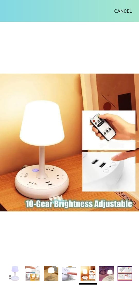 MORADIYA FRESH (LABEL) 7 in 1 Bedside Table USB Plug in Small Table Lamp with Phone Holder, Extension Outlet Portsm Mobile Chargers, Creative Desktop USB Socket Eye Protection Desk Lamp 60% off