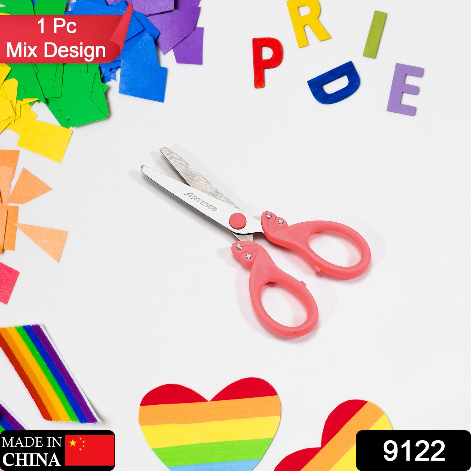 9122 MULTIPURPOSE FANCY SCISSOR | COMFORT GRIP HANDLE AND STAINLESS STEEL BLADES | PAPER, PHOTOS, CRAFTS (1PC) 