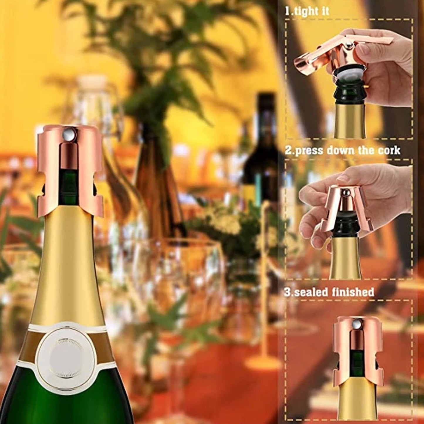 2333 Stainless Steel Sealed Sparkling Champagne Bottle Stopper Small size 