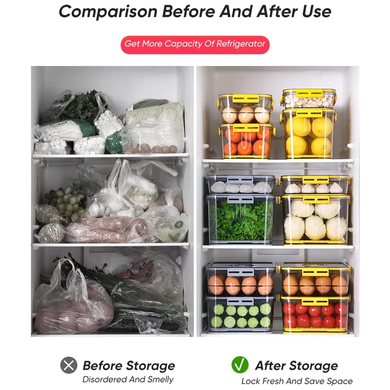 5235 Freezer Food Containers with Airtight Lids & Drain Tray 