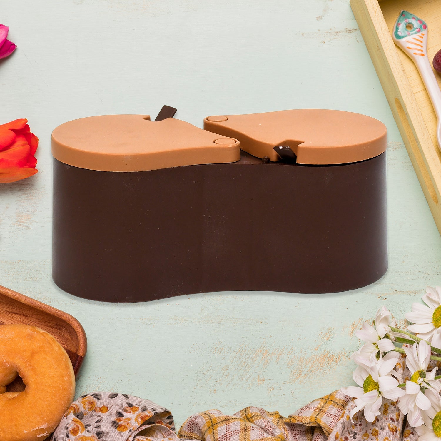 0085 Dinning Stand Stylish Multipurpose Dry Fruit Box, Candy Box, Achar Box, Traditional Box Set & 2 Spoon 