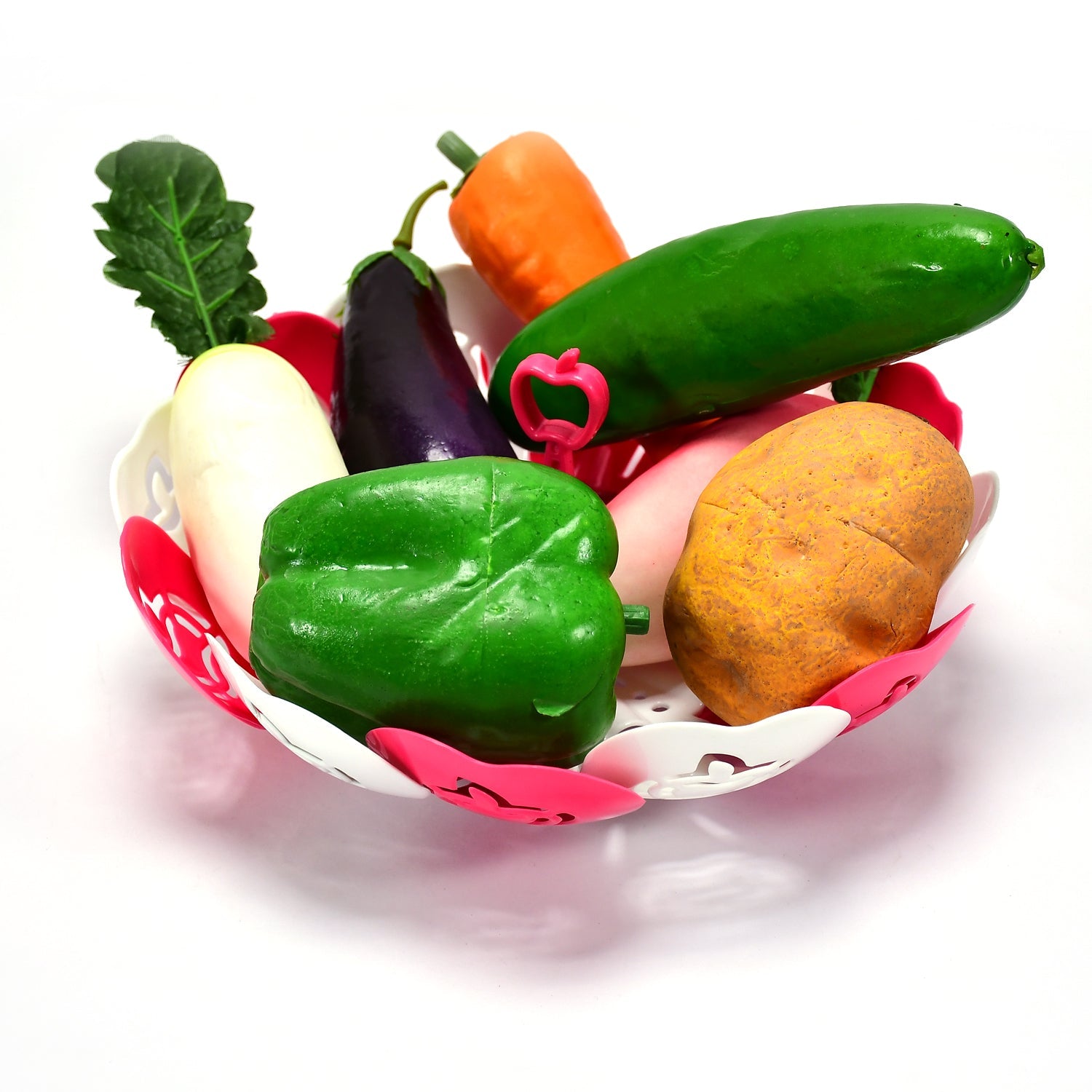 2611 Lotus Shape Foldable Fruit & Vegetable Basket Tray,Color May Vary 