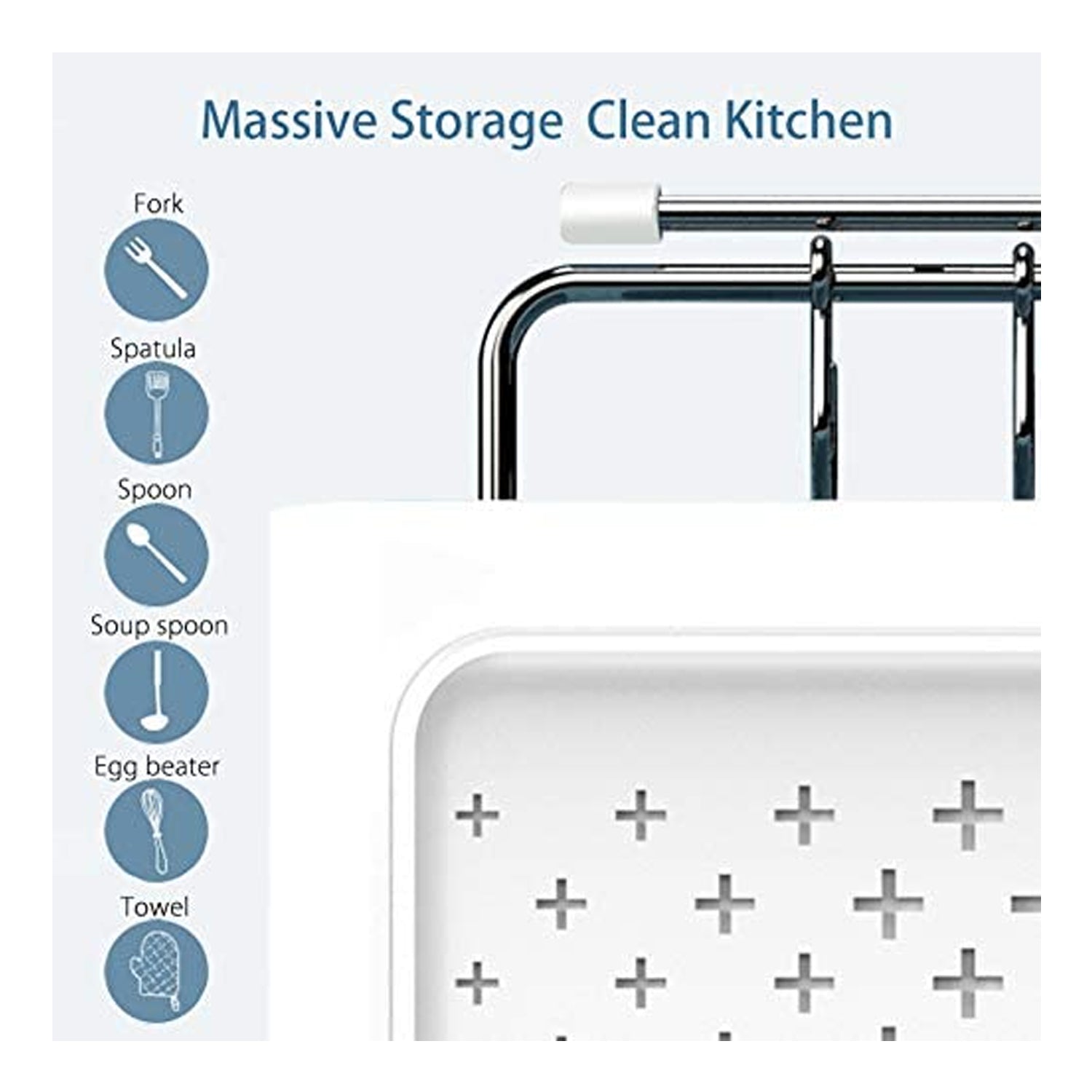 5250 Multi Purpose Wall Hanging Kitchen Storage Rack Modern Kitchen Utensil Knife Organizer With Drainer 