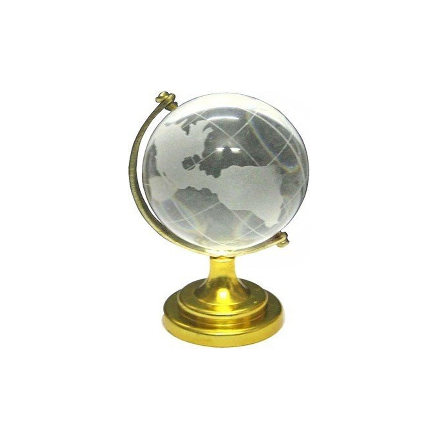 Clear Crystal Globe with World Map & Gold Base (50 mm)