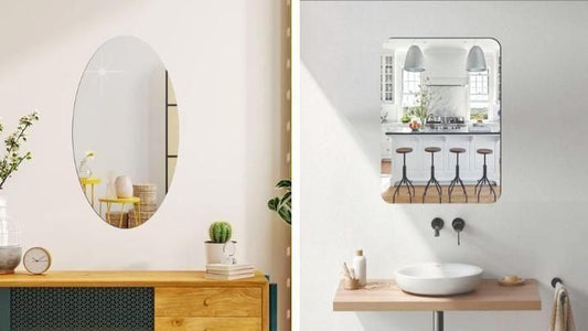 Mirror Sticker for Wall (Oval+Rectangular) Pack of 4 (BUY 2 GET 2 FREE)