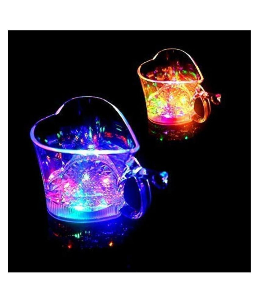 759 Heart Shape Activated Blinking Led Glass Cup 